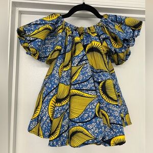 *NWOT* Vibrant Ankara Off Shoulder Top: African Print Blouse - Size S